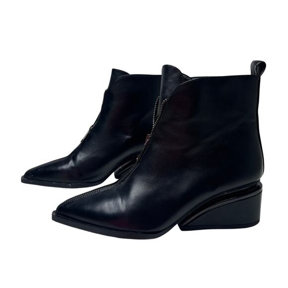 Torgeis Size 8.5 Black Marion Faux Leather Wedge Heel Ankle Boots Bootie Fall - Picture 3 of 13